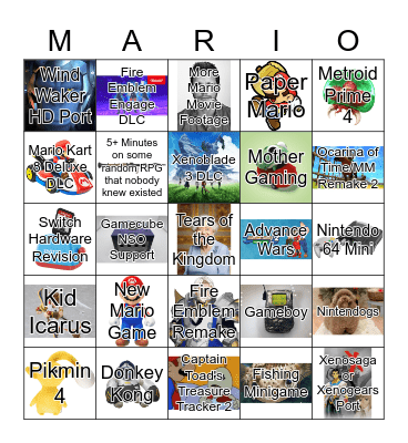 Nintendo Direct 2/7/2023 Predictions Bingo Card