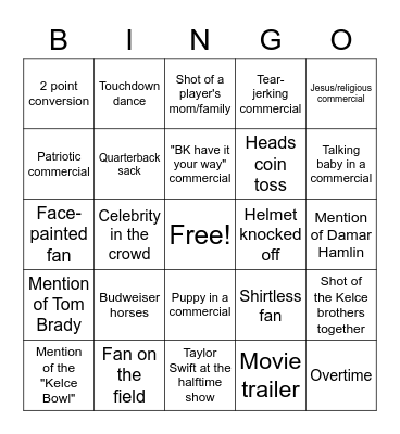Red Havas Super Bowl Bingo Card