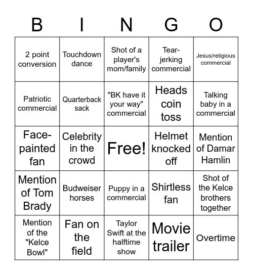 Red Havas Super Bowl Bingo Card