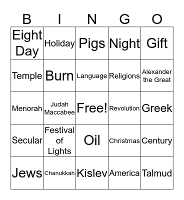 Chanukkah Bingo Card