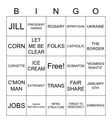 Joe Biden SOTU Speech BINGO! Bingo Card