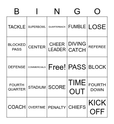 Records Superbowl Bingo Card