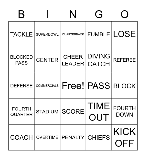 Records Superbowl Bingo Card