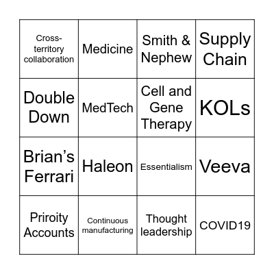 PLS Away Day Bingo Card