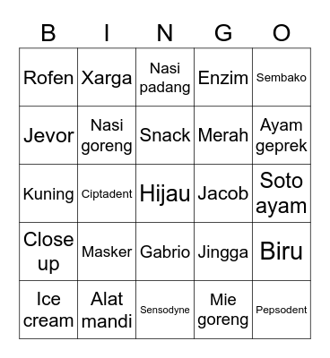 Jevor Bingo Card