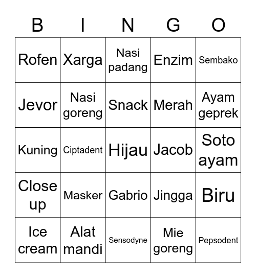 Jevor Bingo Card