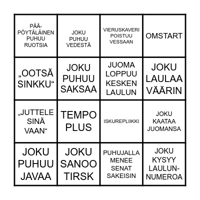 Ystävänpäiväsitsit 2023 Bingo Card