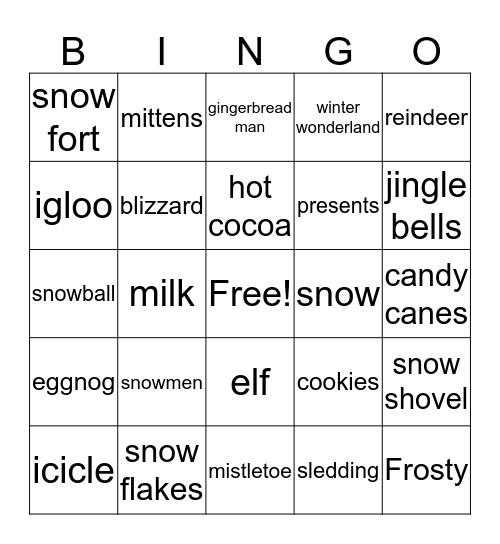 SNOWED IN BINGO! Bingo Card