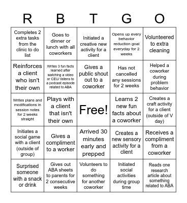 RBT BINGO Card