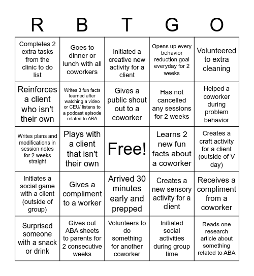 RBT BINGO Card