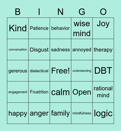 D BT Bingo Card