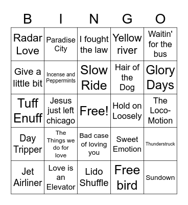 Best Classic Rock of all Time Bingo Card