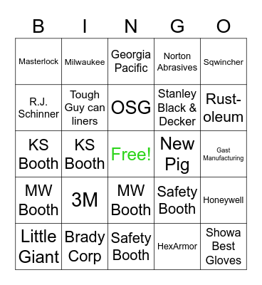 Grainger Sales Meeting Bingo Card