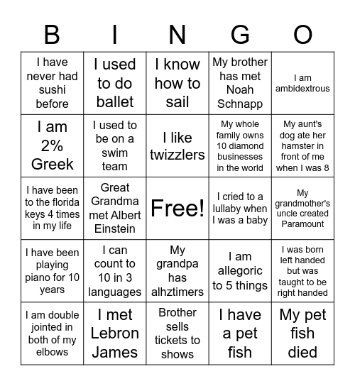 People Bingo Card