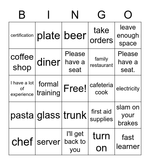 VOCABULARY - FC2 Bingo Card