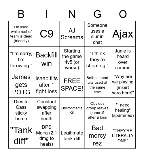 OVERWATCH BINGO Card