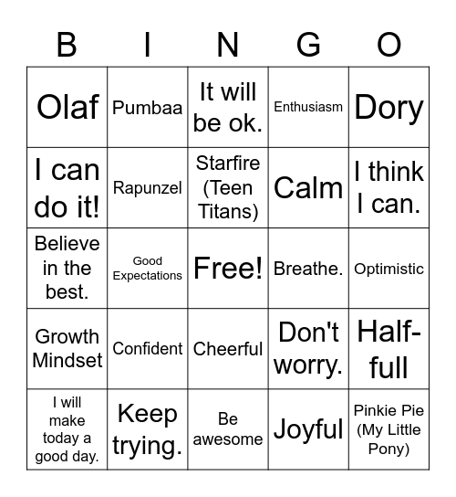 Optimistic Bingo Card