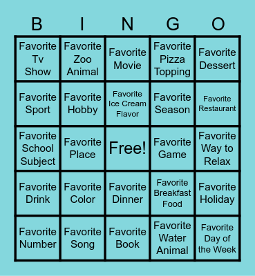 K1 Bingo Card