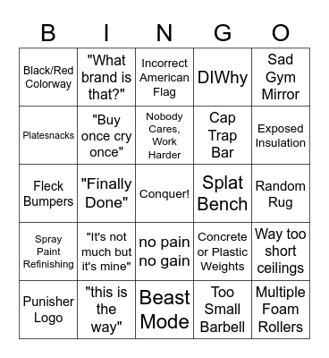 Homegym Tropes Bingo Card