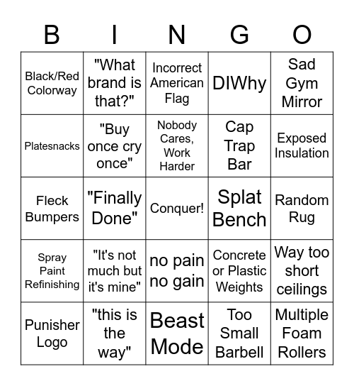 Homegym Tropes Bingo Card