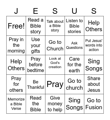 Knowing Jesus Bingo Card