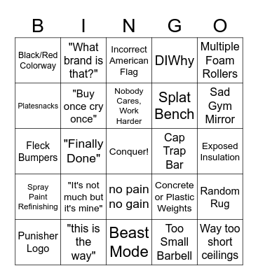 Homegym Tropes Bingo Card