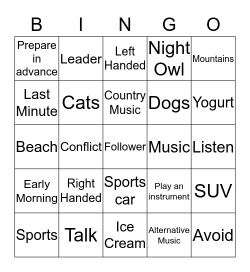 Untitled Bingo Card