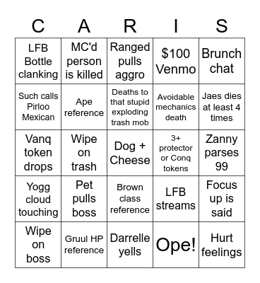 The Gang Bingo Card