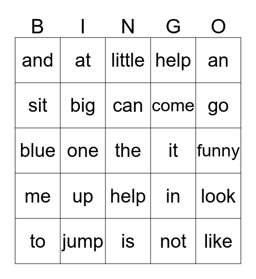 Summers Sight Words Bingo Card