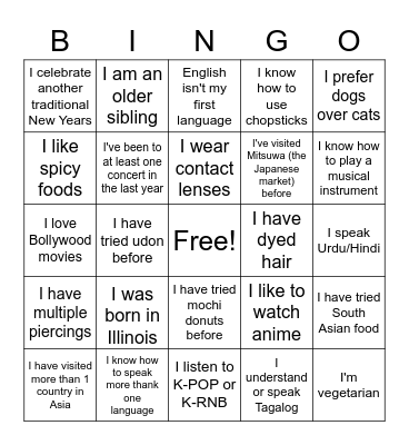 ASA Bingo Card