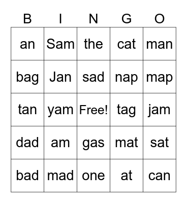 Lessons 1-4 Bingo Card