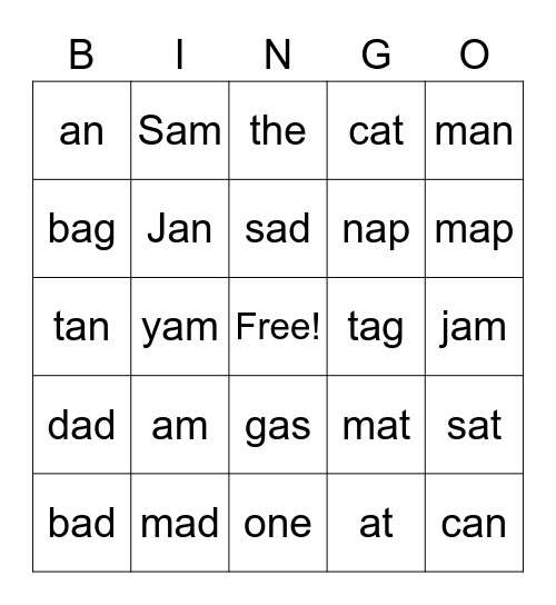 Lessons 1-4 Bingo Card