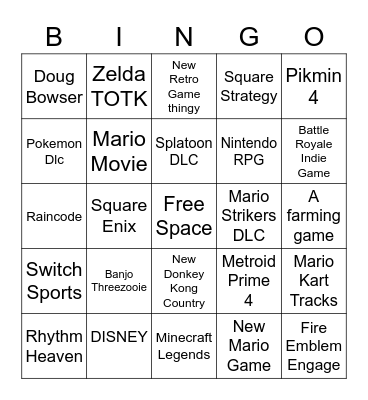 Nintendo DirectMario Bingo Card