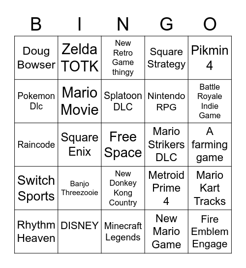 Nintendo DirectMario Bingo Card