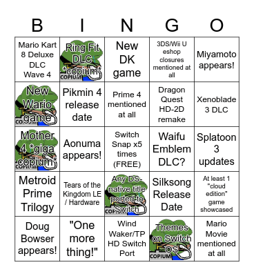 Nintendo Direct (2023-02-08) Bingo Card