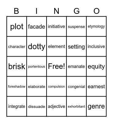 vocabulary Bingo Card