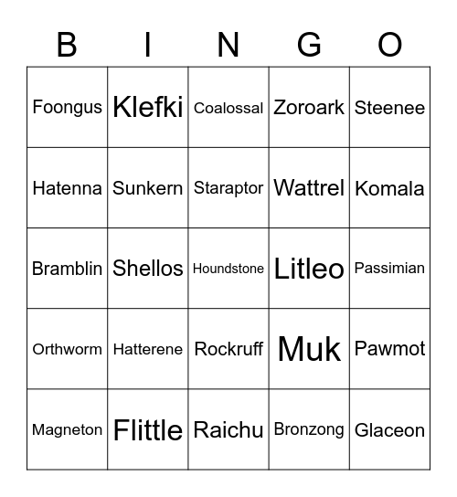 Pokemon Scarlet/Violet Bingo Race Bingo Card