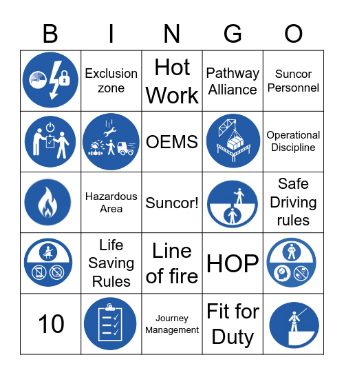 Life Saving Rules Bingo Card