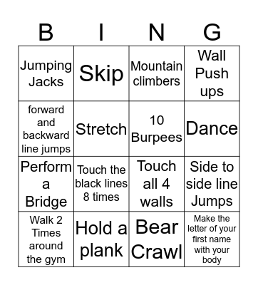 Fitness Bingo! Bingo Card