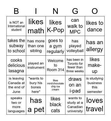 BIOGRAPHICAL BINGO:  Find someone who... Bingo Card