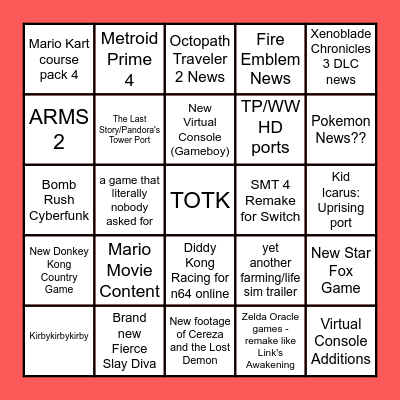 2/8 NINTENDO DIRECT Bingo Card
