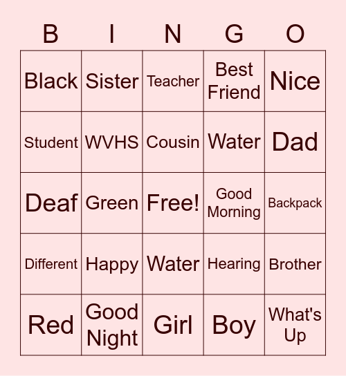 ASL Club Bingo Card