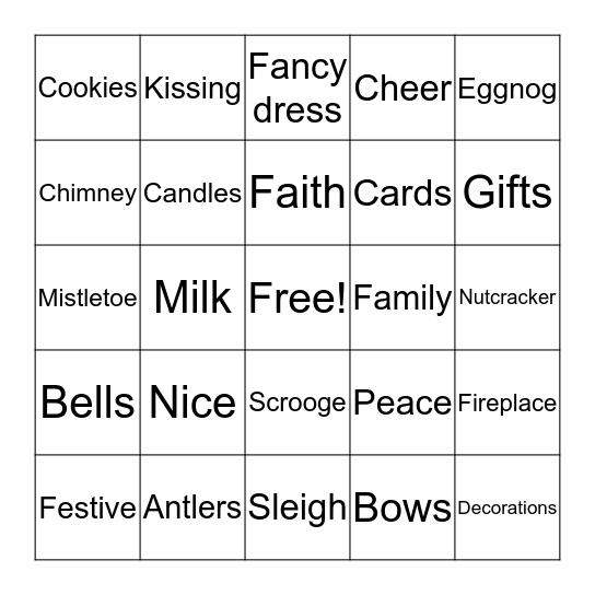 WCC Holiday Bingo Card