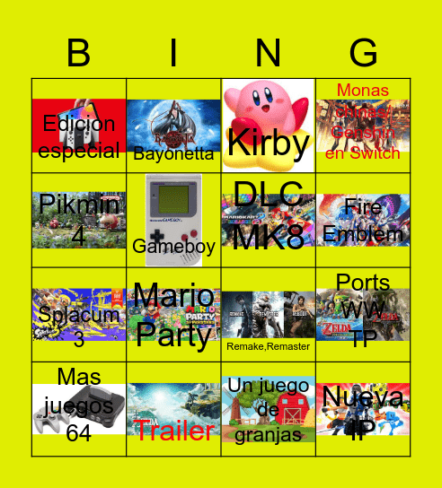 Nintendo direct 8 de febrero 2023 Bingo Card