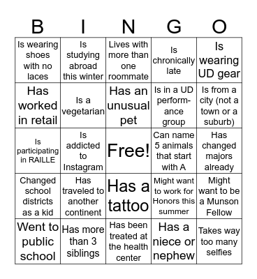 Find someone who... Bingo Card