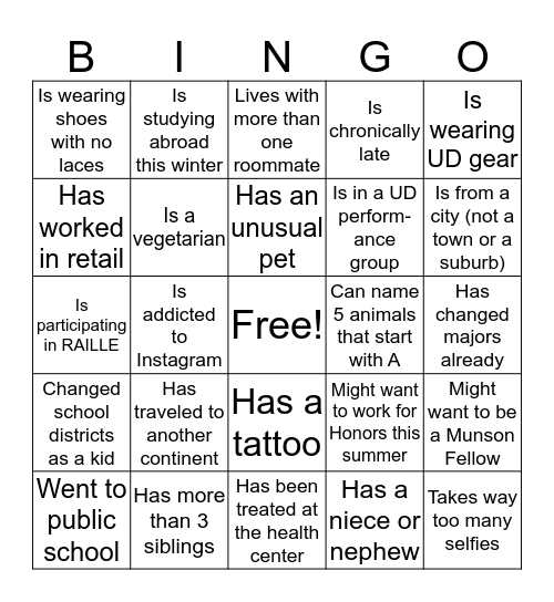 Find someone who... Bingo Card