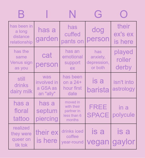 Love Letters Bingo Card