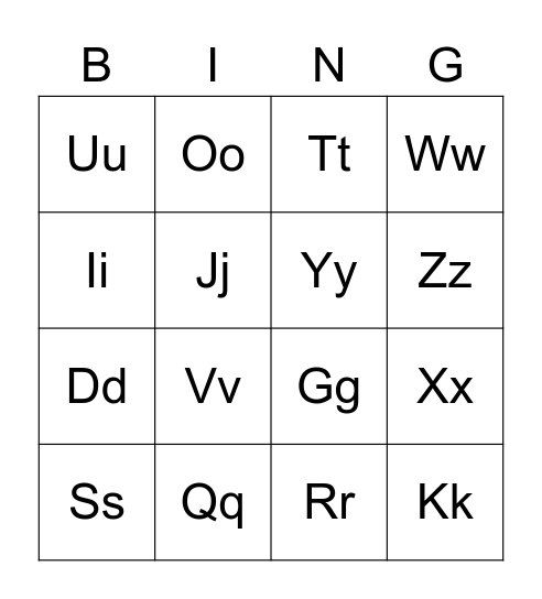 ABC Bingo Card
