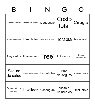 Medical Terms Bingo Card