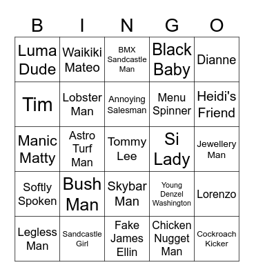 Tenerife People Bingo Card